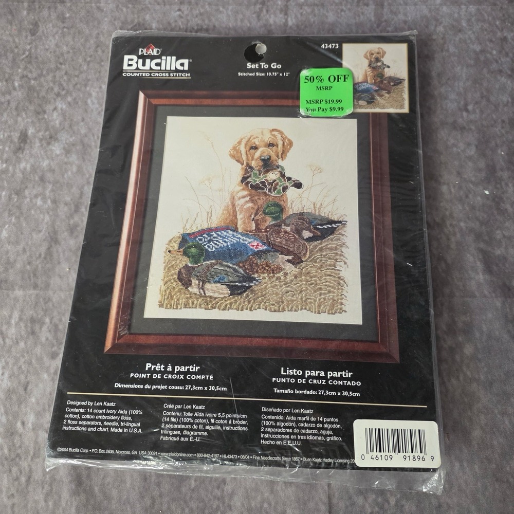 Bucilla Set To Go Hunting Dog Ducks Counted Cross Stitch Kit 40266